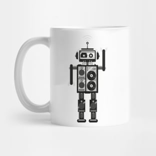 Retro Techno Party. Funny Robot Mug